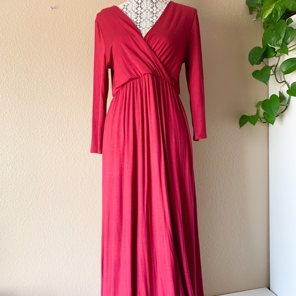 Beachcoco, Maternity Maxi Dress, Burgundy, XL